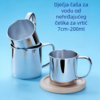 Dječji čaša od nehrđajućeg čelika 304, dvostruka stijena, protiv opeklina, 200 ml, bez poklopca
