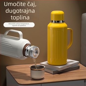 Termos za čaj s prikazom temperature, retro stil, 316L nehrđajući čelik, veliki kapacitet, s čajnim filterom