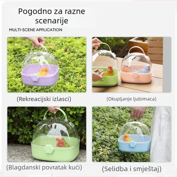 Prijenosni mini ptičji kavez za vanjsku upotrebu, pogodan za papagaje i male ptice, s ručnim dizajnom za nošenje.