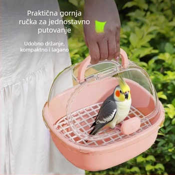 Prijenosni mini ptičji kavez za vanjsku upotrebu, pogodan za papagaje i male ptice, s ručnim dizajnom za nošenje.