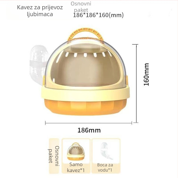 Prijenosni mini ptičji kavez za vanjsku upotrebu, pogodan za papagaje i male ptice, s ručnim dizajnom za nošenje.