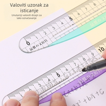 Valovita zakrivljena ravnala bez oštrih kutova, 15 cm, jednostavan i kreativni alat za crtanje za učenike s velikim brojevima na mjernoj skali