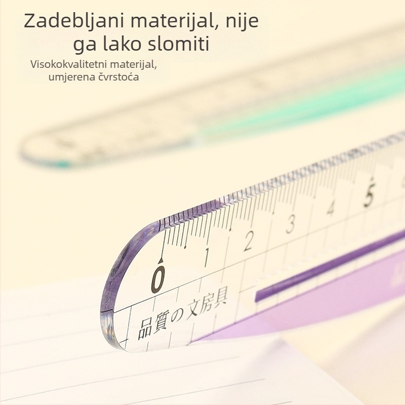 Valovita zakrivljena ravnala bez oštrih kutova, 15 cm, jednostavan i kreativni alat za crtanje za učenike s velikim brojevima na mjernoj skali