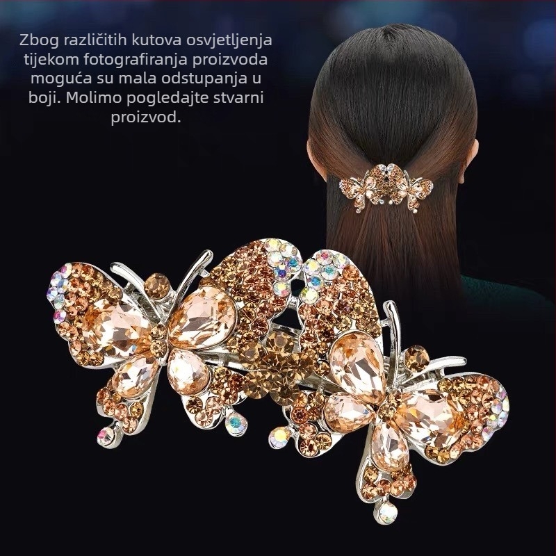 Korejskog stila velika kristalna leptir kopča za kosu s rhinestones, cvijet od kristala, opružni klips
