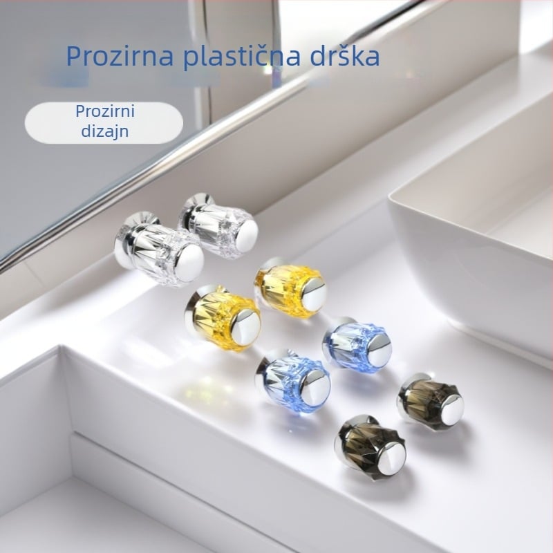 Prozirni plastični ručni kotačić za slavinu s priborom za toplu i hladnu vodu