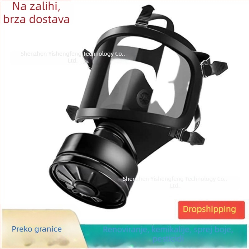 Maska za lice s potpunom zaštitom od prašine, kemijskih i bioloških rizika, amonijaka i kiselih plinova – široki vidni kut