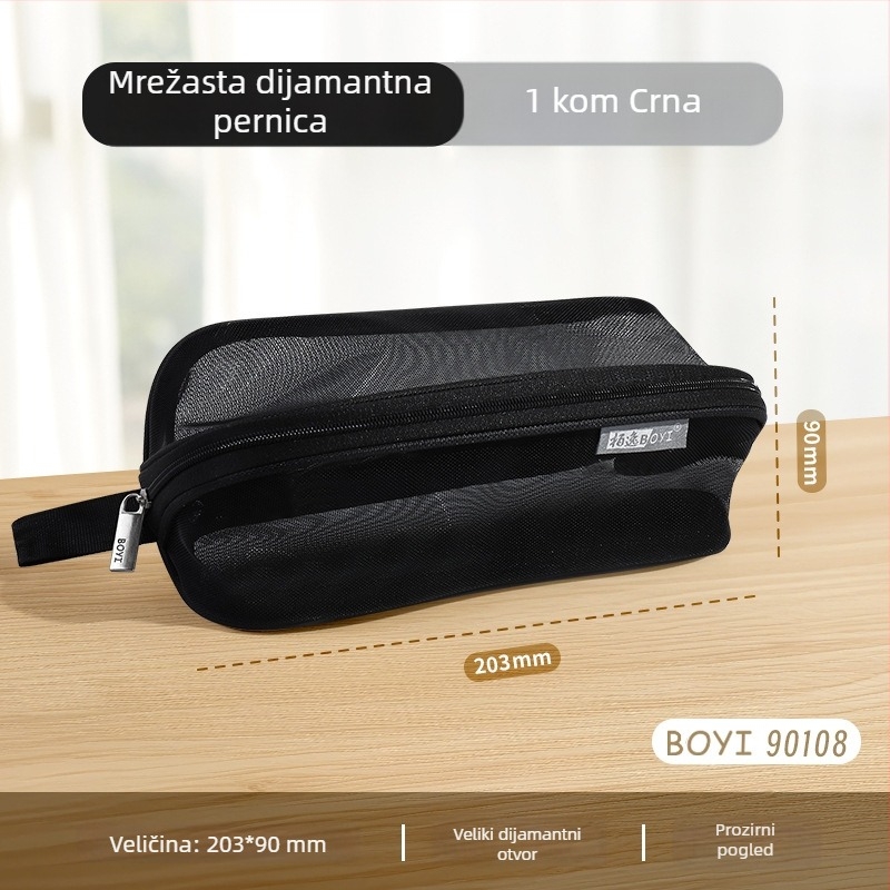 Torbica za olovke velikog kapaciteta, trostrukim mrežnim dizajnom, višenamjenska i otporna na deformacije, jednostavna torbica za srednjoškolce