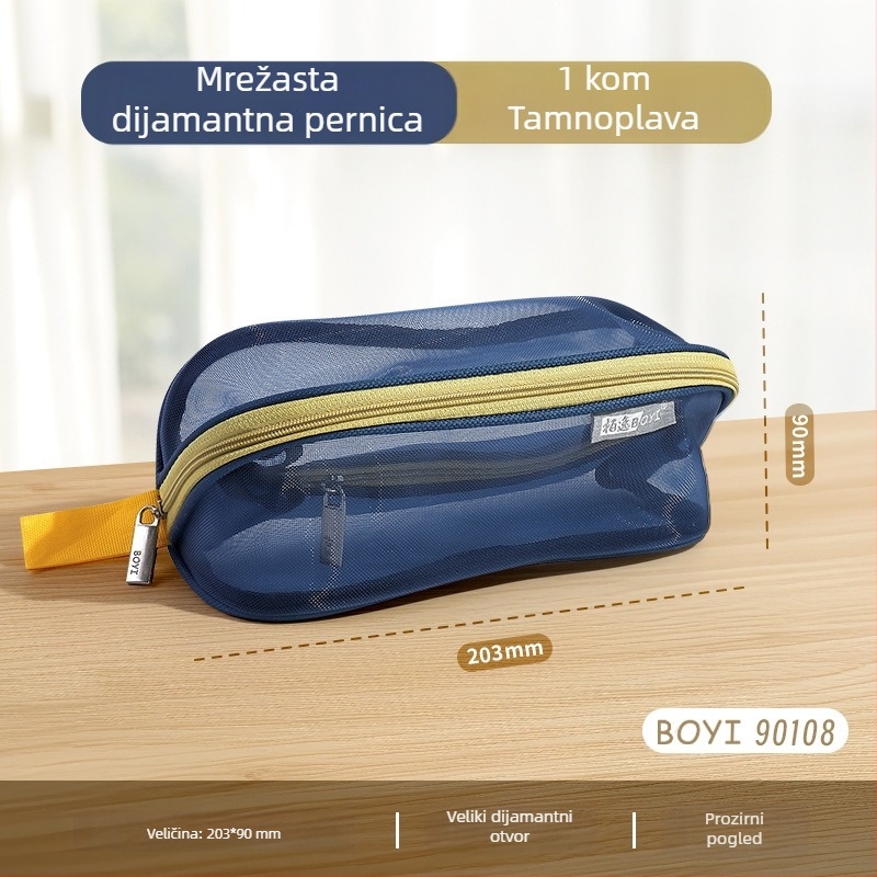 Torbica za olovke velikog kapaciteta, trostrukim mrežnim dizajnom, višenamjenska i otporna na deformacije, jednostavna torbica za srednjoškolce