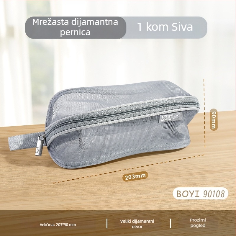Torbica za olovke velikog kapaciteta, trostrukim mrežnim dizajnom, višenamjenska i otporna na deformacije, jednostavna torbica za srednjoškolce