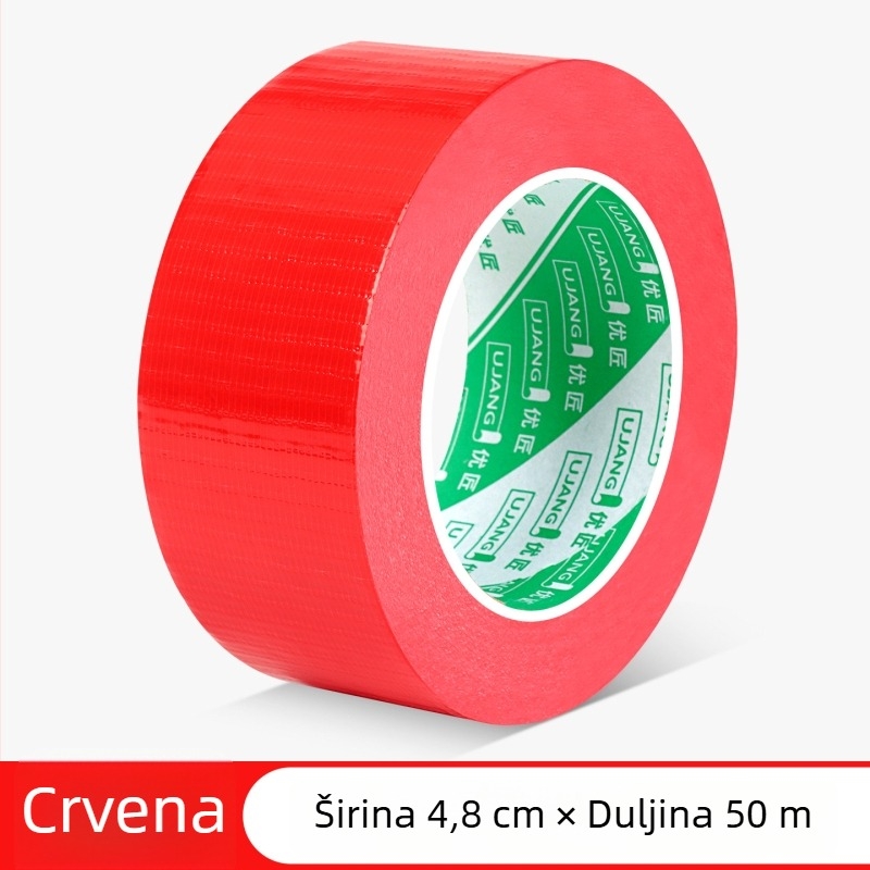 Tekstilna ljepljiva traka za zaštitu poda i učvršćivanje tepiha, velika rola 50 m, širina 4,8 cm ili 6 cm, bez ostataka, boje: zelena, srebrna, crvena, crna.