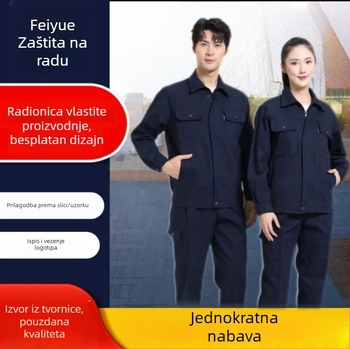Muški komplet radne odjeće od 100% pamuka, čvrste tkanine, jednobojni, za proljeće i jesen; za električara i zavarivača.