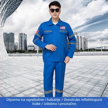 Kombinezon od 100% pamuka za naftnu i petrohemijsku industriju, radno odijelo s visokovidljivim reflektirajućim trakom, proljeće‑jesen model