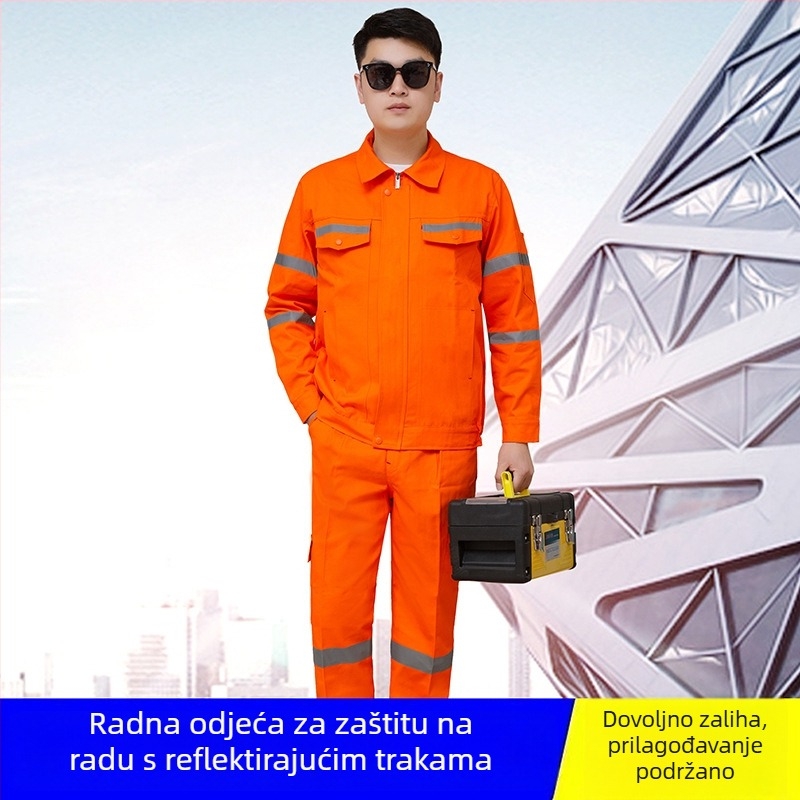 Kombinezon od 100% pamuka za naftnu i petrohemijsku industriju, radno odijelo s visokovidljivim reflektirajućim trakom, proljeće‑jesen model