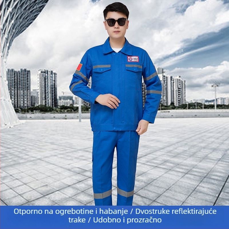Kombinezon od 100% pamuka za naftnu i petrohemijsku industriju, radno odijelo s visokovidljivim reflektirajućim trakom, proljeće‑jesen model