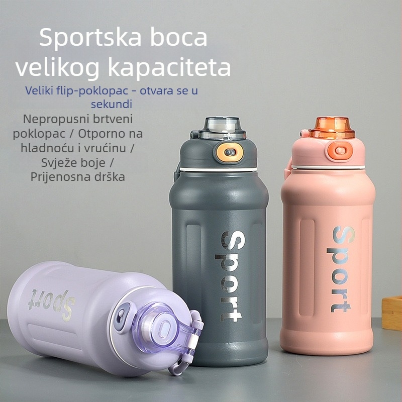 Sportska boca od nehrđajućeg čelika 304 sa slamkom, izolirana, prijenosna za vanjske aktivnosti, za muškarce i žene