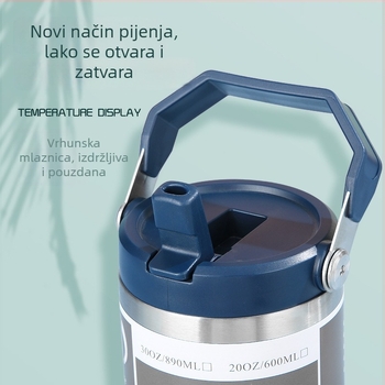 30oz prijenosna izolirana šalica za kavu od 304 nehrđajućeg čelika, s držačem, za kuću i auto