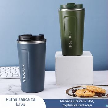 Novi čašica za kavu od nehrđajućeg čelika 304, prijenosna za automobil, dvostruka stijenka vakuumska izolacija, dar