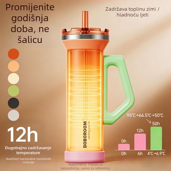 1080 ml auto šalica od nehrđajućeg čelika s držalom, vakuumska izolacija, velik kapacitet za vanjsku upotrebu, s poklopcem sa slamkom