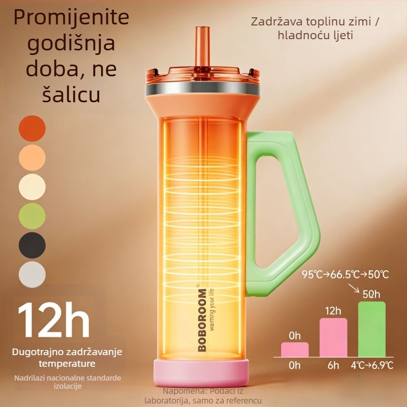 1080 ml auto šalica od nehrđajućeg čelika s držalom, vakuumska izolacija, velik kapacitet za vanjsku upotrebu, s poklopcem sa slamkom