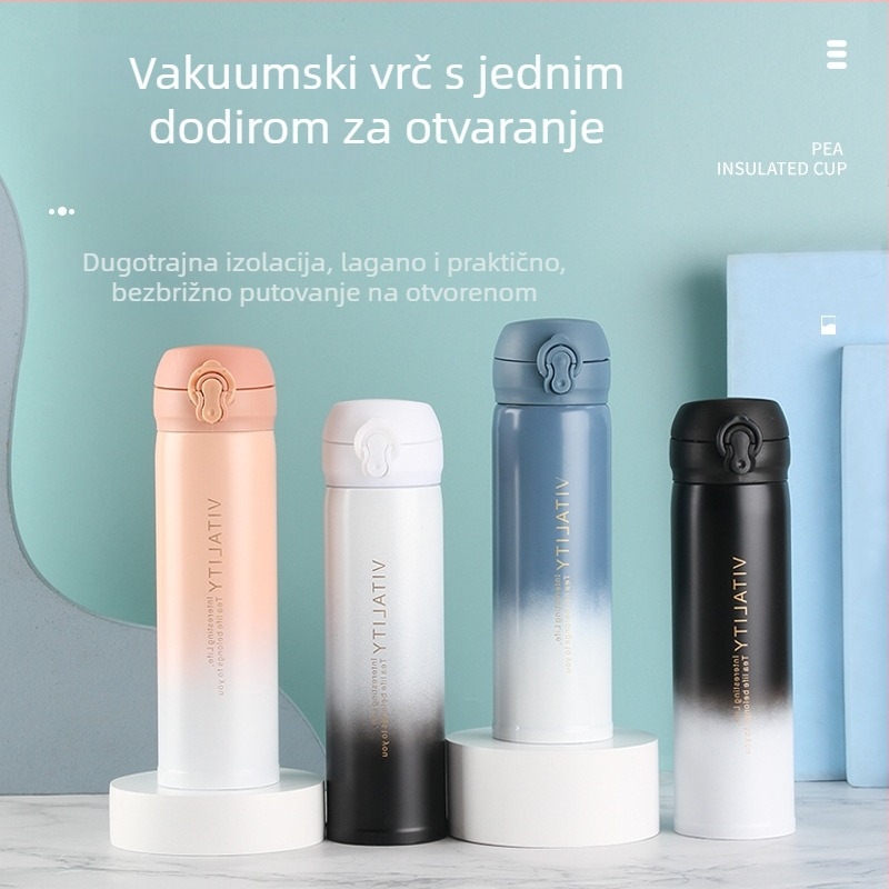304 nehrđajući čelik vakuumska termo šalica s gradijentnim dizajnom, prijenosna s poklopcem, mogućnost prilagodbe logotipa