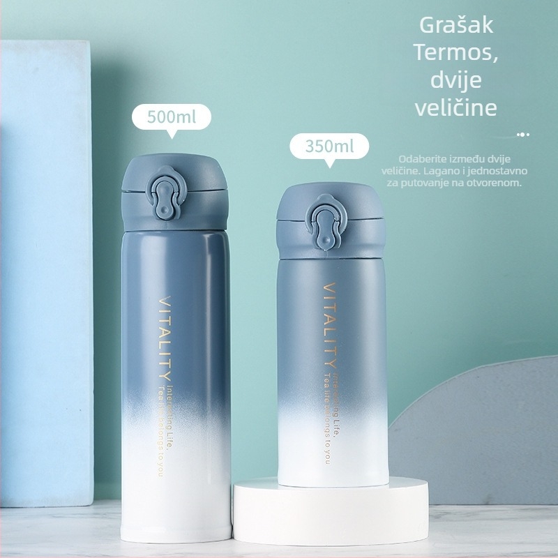 304 nehrđajući čelik vakuumska termo šalica s gradijentnim dizajnom, prijenosna s poklopcem, mogućnost prilagodbe logotipa