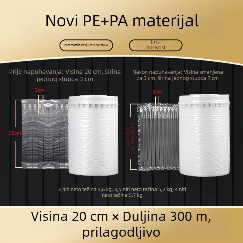 Zračna kolona s mjehurićima za pakiranje, zaštita od udara