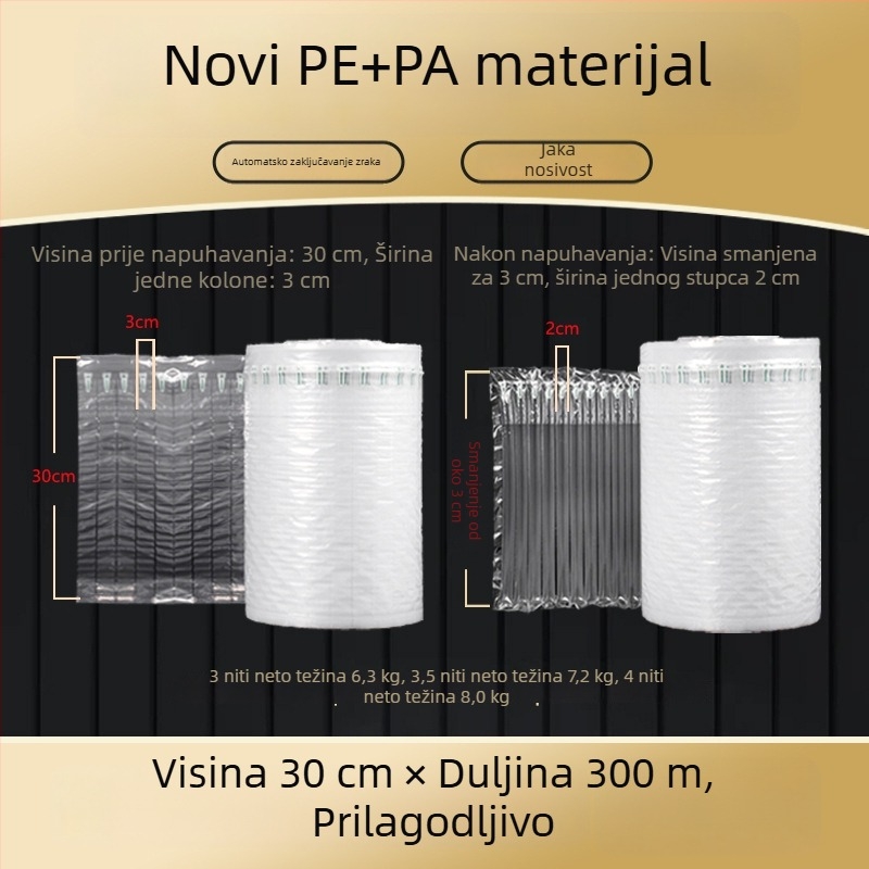 Zračna kolona s mjehurićima za pakiranje, zaštita od udara