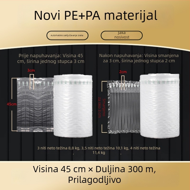 Zračna kolona s mjehurićima za pakiranje, zaštita od udara