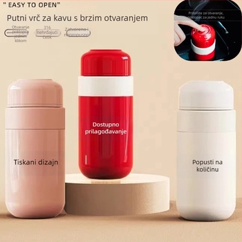 Putna šalica za kavu s poklopcem na jedno klik, ženska mini džepna šalica, termos od 316 nerđajućeg čelika, premium dizajn
