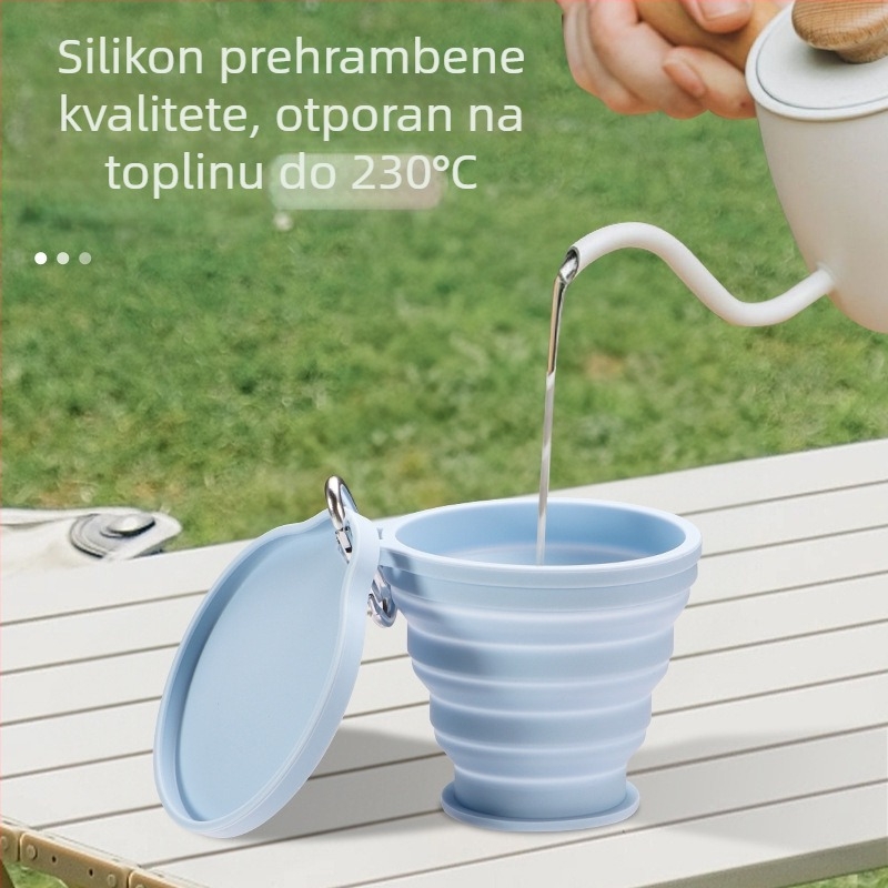 Sklopiva čašica za vodu za putovanja, prijenosna silikon čašica za kampiranje, silikon visoke kvalitete, čašica za pranje zuba i ispiranje usta
