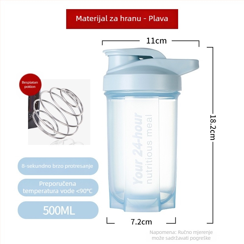 Šejker za protein, veliki kapacitet, dvostruka stijena, prenosna fitness čaša
