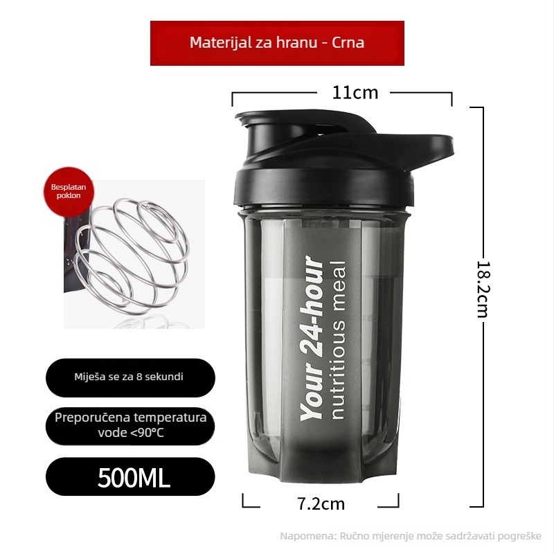 Šejker za protein, veliki kapacitet, dvostruka stijena, prenosna fitness čaša