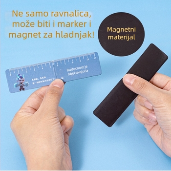 Magnetska oznaka stranice s ravnalom za učenike — sklopiva, višefunkcionalna kancelarijska dopuna, Nezha oznaka stranice