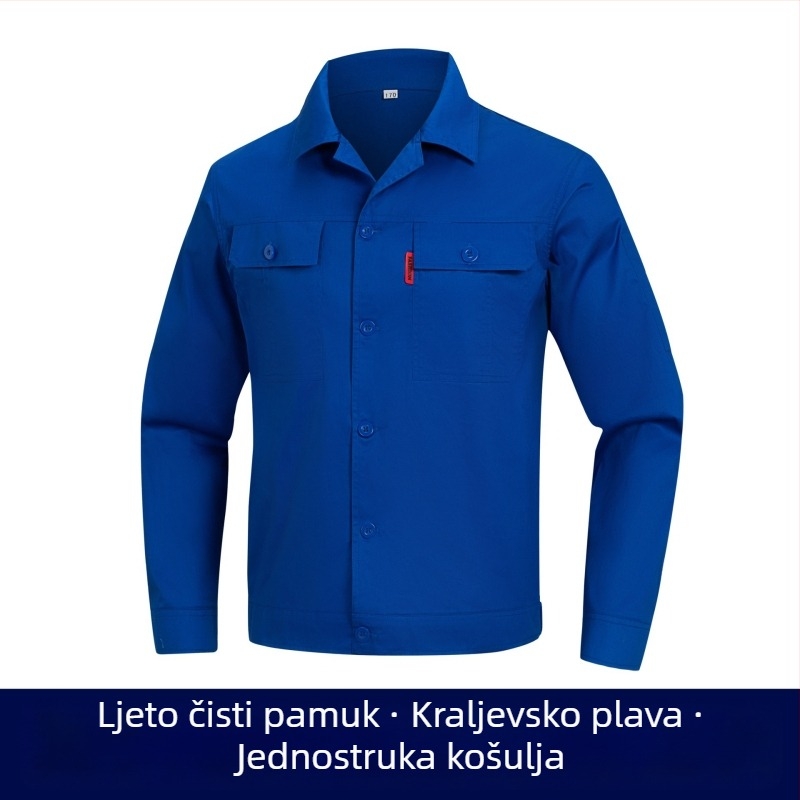 Ljetni muški radni kostim od 100% pamuka, s dugim rukavima, otporan na habanje, za gradilišta i radionice, za zavarivanje, zaštita od opeklina