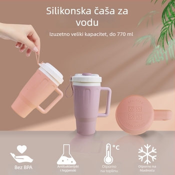 Silikonska šalica velike kapacitete za putovanja i za vožnju — ekološki prihvatljivo i zdravo za aktivnosti na otvorenom, izdržljivo i otporno na padove