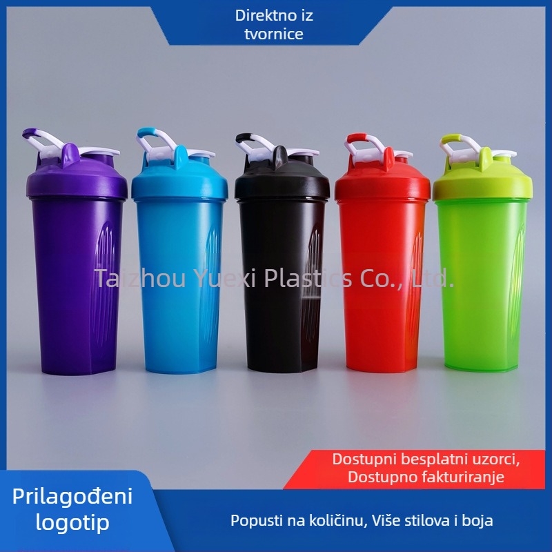 Šejkerska šalica s logom, prijenosna plastična šalica za proteine, 600 ml