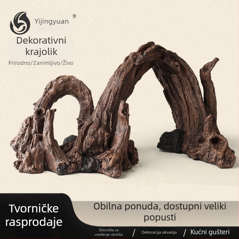 Dekor za akvarij: realistični potopljeni korijeni, trupci i grančice s otvorima za sklonište