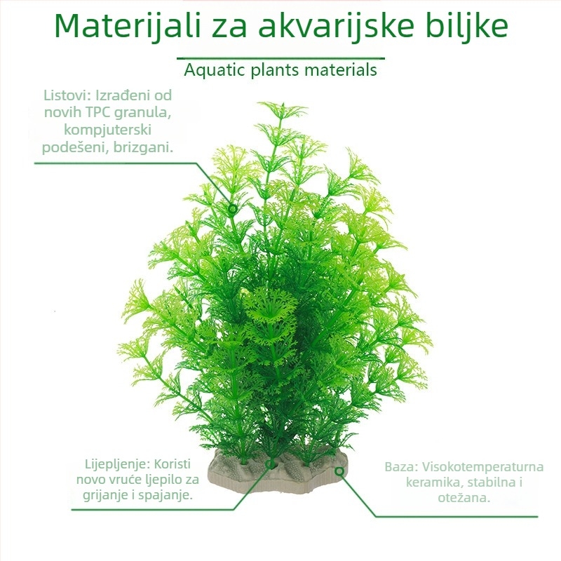 Akvarijska dekoracija s umjetnim vodnim biljkama, plastična, srednje veličine (CU01N)