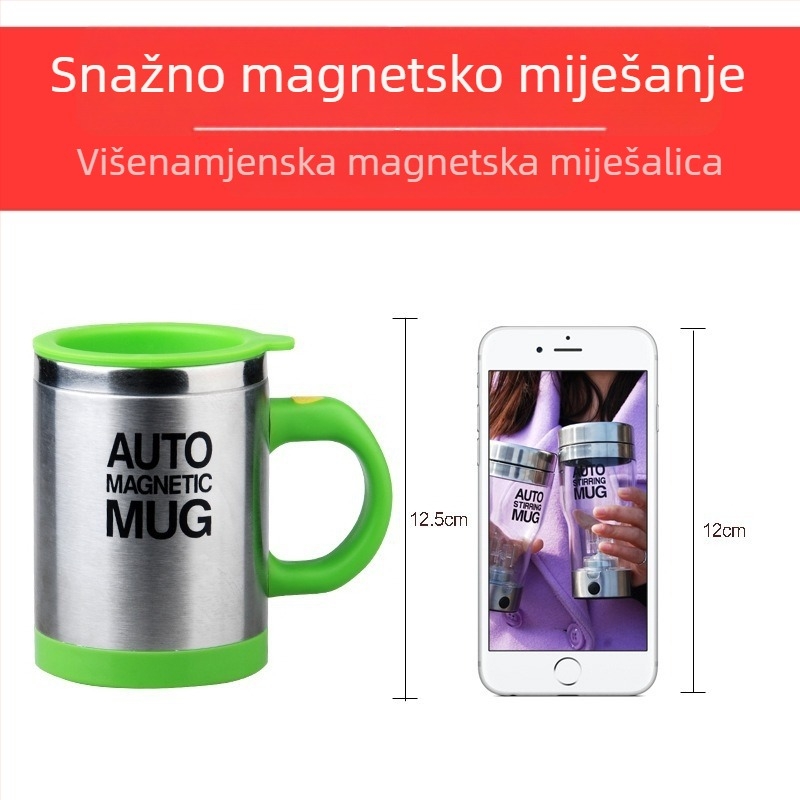 Sportman nehrđajući čelični električni šejker s magnetskim miješanjem — miješalica za proteinski prah, napitak za zamjenu obroka, kava