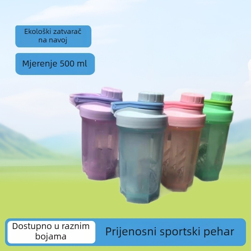 Unaprijeđeni 500 ml šejker za proteine s ručkom, dječja sportska boca, velik kapacitet, vijčani poklopac