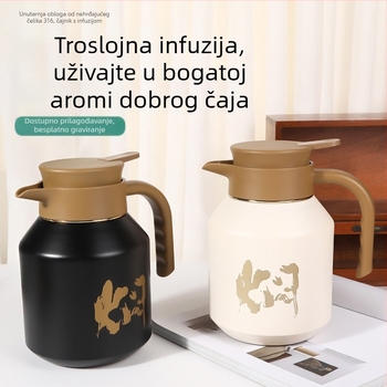 Čajnik od 316 nerđajućeg čelika s vakuum izolacijom za čaj i kavu, za vanjsku upotrebu, velik kapacitet