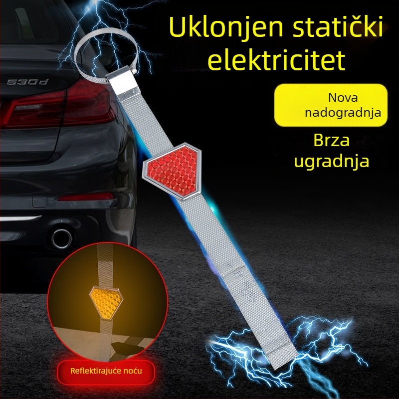 Automobilska antistatijska viseća traka s trokutim upozorenjem i reflektirajućom metalnom uzemljivačkom lancem
