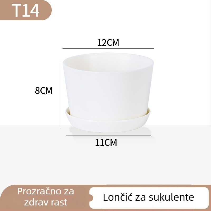 Minimalistički plastični lonac za sukulente s dizajnom krugova rasta, izdržljiv za dom i ured