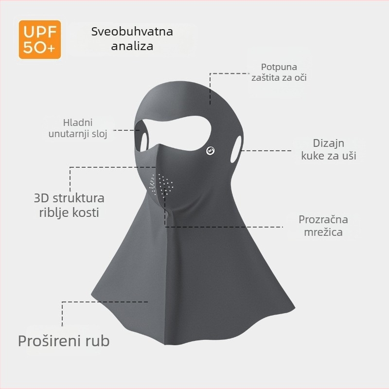 UV zaštitna maska, tanka, lagana i prozračna od Ice Silk, potpuno prekrivanje lica, minimalistički stil