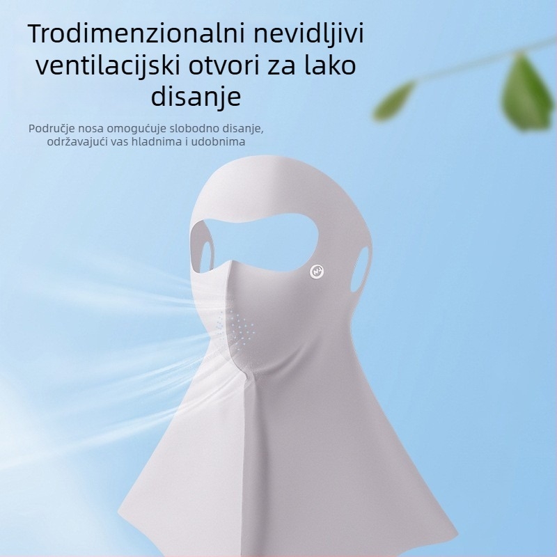 UV zaštitna maska, tanka, lagana i prozračna od Ice Silk, potpuno prekrivanje lica, minimalistički stil