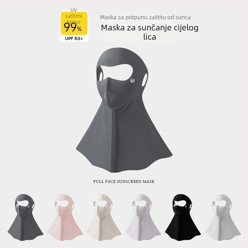 UV zaštitna maska, tanka, lagana i prozračna od Ice Silk, potpuno prekrivanje lica, minimalistički stil