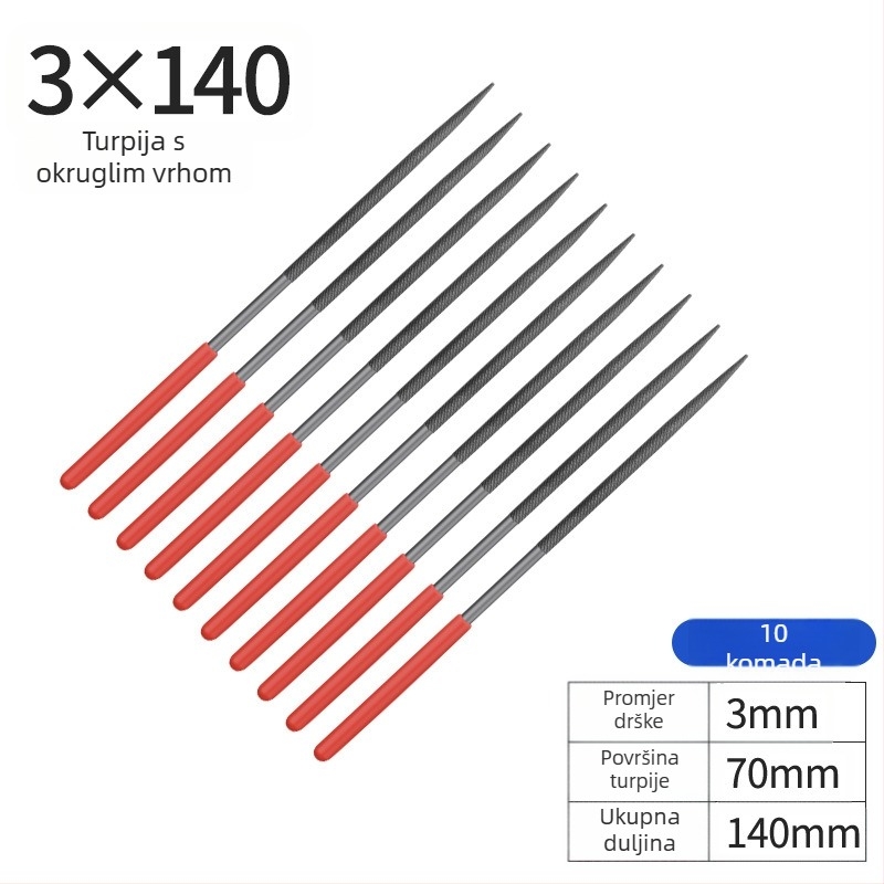 Set metalnih fajlova od legiranog čelika, veličine 3×140 mm, 4×160 mm, 5×180 mm – ručni fajlovi za drvo i metal