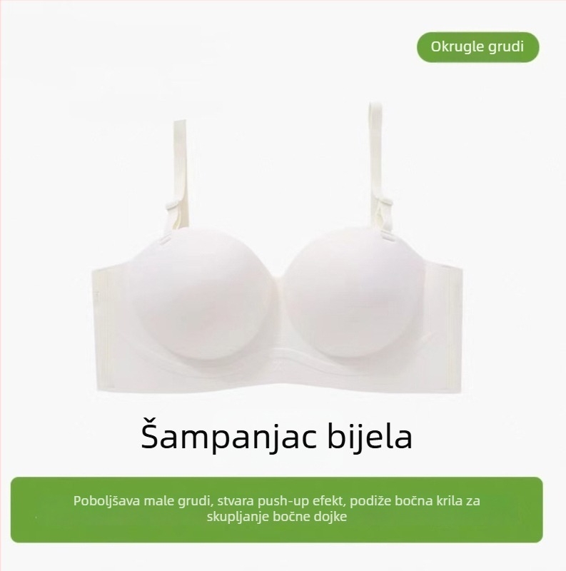 Roza bezšivni push-up grudnjak bez naramenica, 3/4 košarica, dvostruki način nošenja
