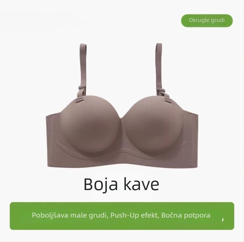Roza bezšivni push-up grudnjak bez naramenica, 3/4 košarica, dvostruki način nošenja