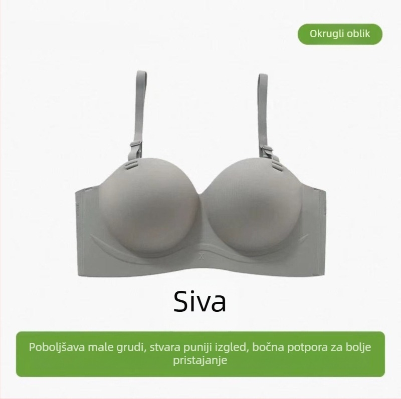 Roza bezšivni push-up grudnjak bez naramenica, 3/4 košarica, dvostruki način nošenja